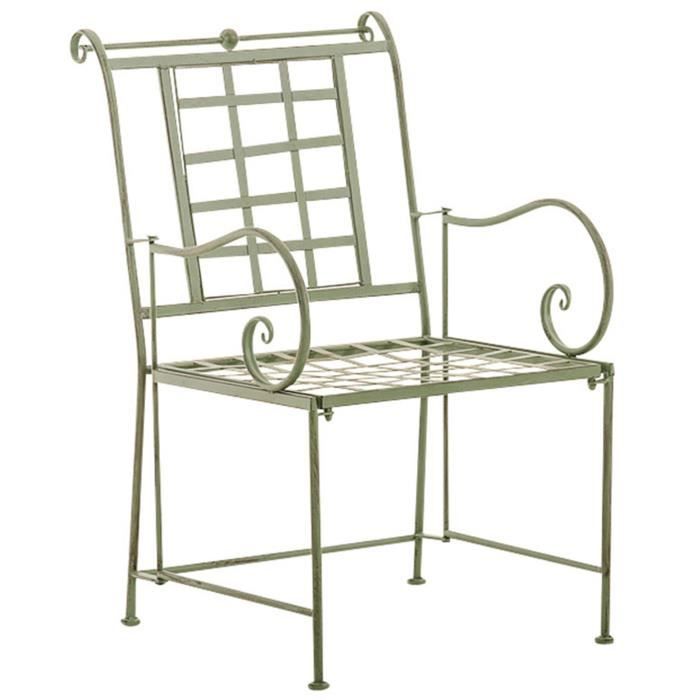 Chaise de jardin en fer coloris vert antique - 90.5 x 57 x 66 cm