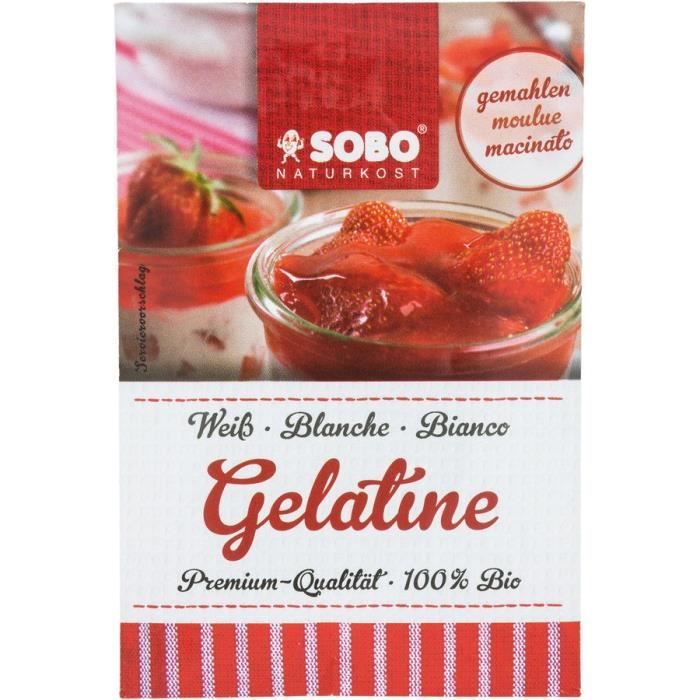 Gélatine en poudre bio SOBO Poudre de gélatine bio pure peau de porc Gélatine alimentaire bio 9g