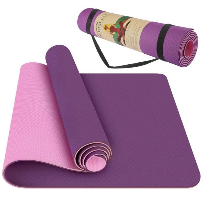 Tapis de Yoga Pro Classique 183*61*0.6cm TPE Tapis de Fitness Antidérapant mat exercise double face violet rose