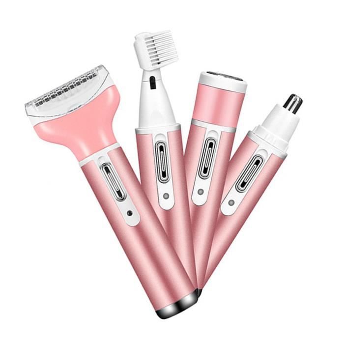 4 EN 1 Épilateur Électrique Femme Sans Fil Rasoir Sourcil Nez Visage Corps USB Rechargeable