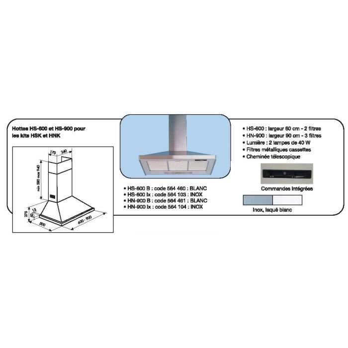 KIT COMPLET HOTTE A EXTRACTION SEPAREE HNT-800 …