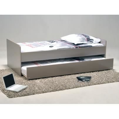 Lit gigogne NOLAN - 90x190cm - Laqué gris