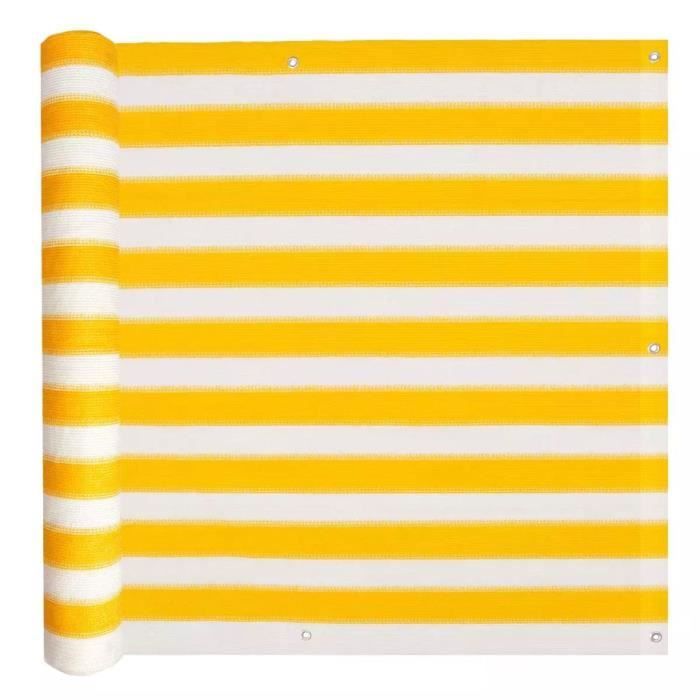 vidaXL Écran de balcon PEHD 75 x 600 cm Jaune et blanc