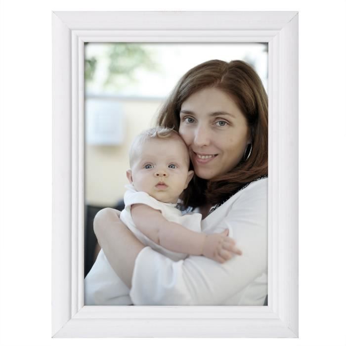 WOLTU Cadre photo en bois et vitre, Cadre photo de style Artos, Façade en verre, 30x45cm environ, Blanc