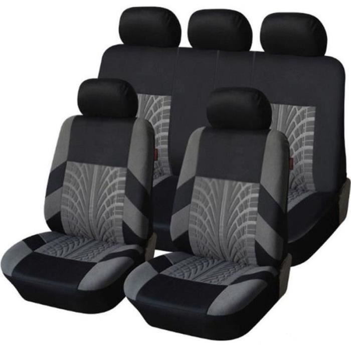 JSF30820-9 PCS GRIS-NOIR HOUSSES COUVRE SIEGES FABRIC POUR CITROEN C4 C5 BERLINGO C2 C3