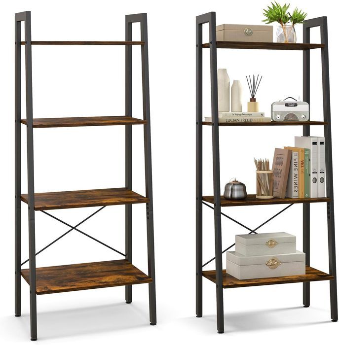 GIANTEX Bibliothèque sur Pieds-Etagère de Rangement à 4 Niveaux- Etagère