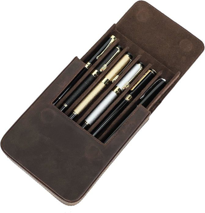 DONBOLSO Trousse Maquillage Cuir Véritable Cognac - Petit Sac Élégant Et Organisé