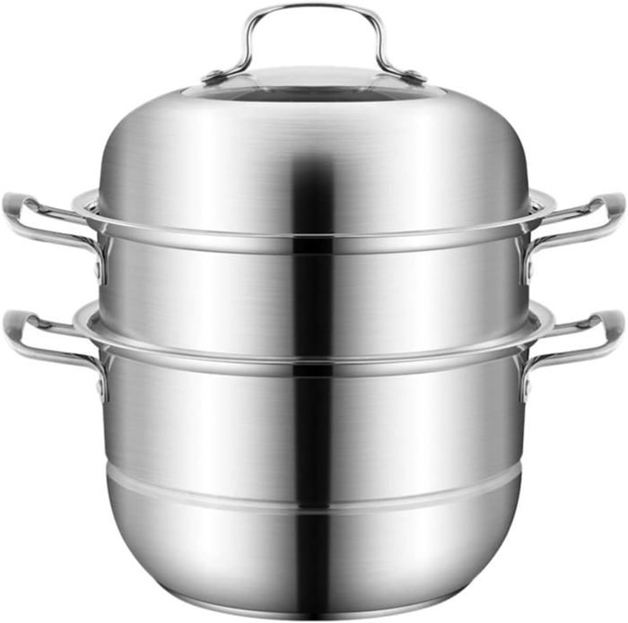 Marmite À Vapeur À 2 Couches, Batterie De Cuisine En Acier Inoxydable