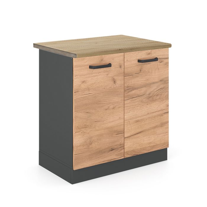 Meuble bas sous-évier R-Line 80cm PT Chêne Chêne de force doré/Anthracite Vicco 45983