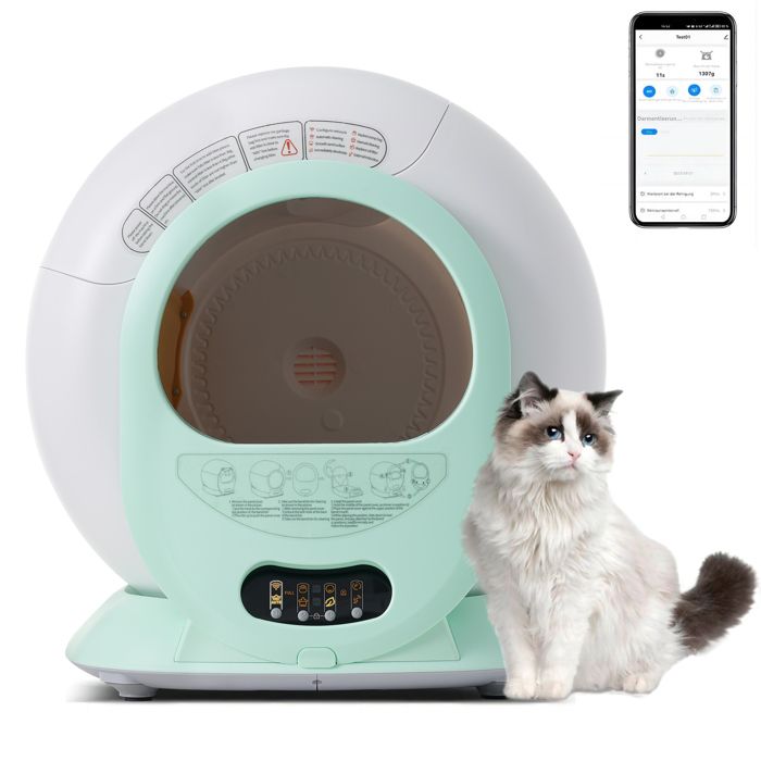 Meilleurs prix pour 65L Bac à Litière auto-nettoyant, Adaptatif Chats, Maison de Toilette, Robot Litière Automatique, Elimine les odeurs, Contrôlé APP