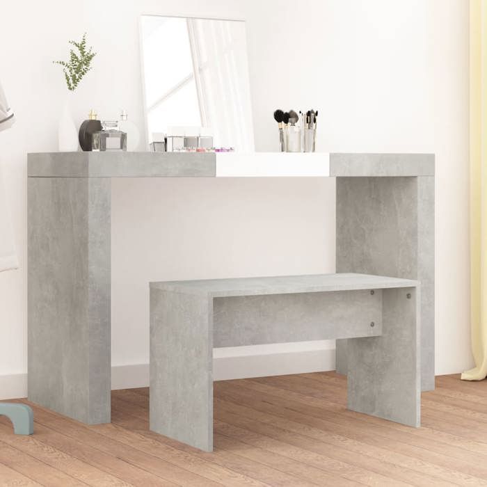Tabouret de Coiffeuse Gris béton 70x35x45 cm Bois dingénierie SHL66116