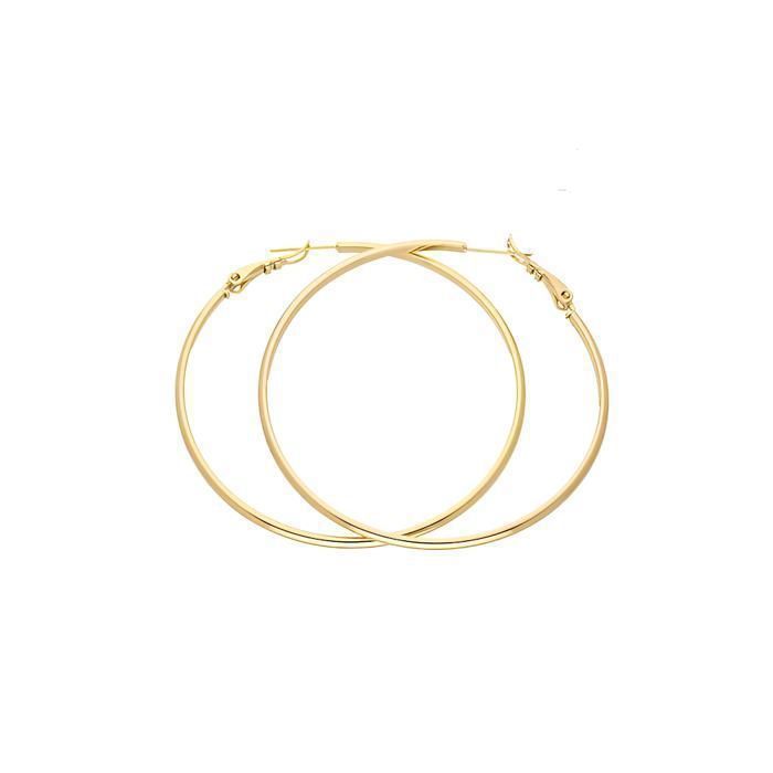 Boucles dOreilles - Créoles - 54 mm - Jonc - Lisse - Plaqué Or Jaune 750/1000 - Femme