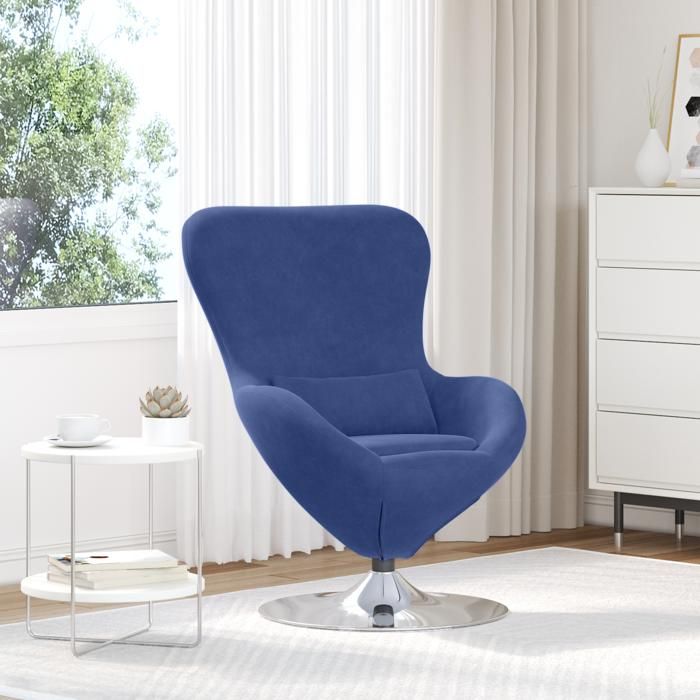 Moderne Fauteuil Club 1 PlaceFauteuil Œuf en Velours Bleu de Police - Fauteuil Tv @FR(120332)