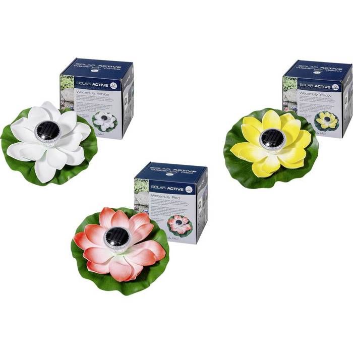FIAP 3206-5 SOLAR ACTIVE WaterLily 3er SET Lampe décorative solaire jeu de 3 LED LED intégrée blanc jaune rouge