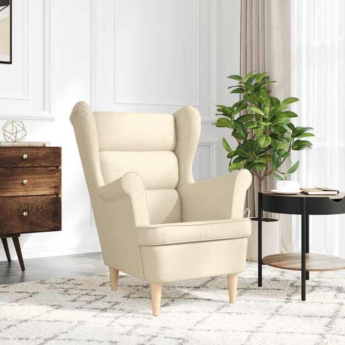 CLARENCE® Fauteuil simple - Chaise-Canapé - pour salon/chambre/bureau - crème 74x84x100 cm tissu LV5181
