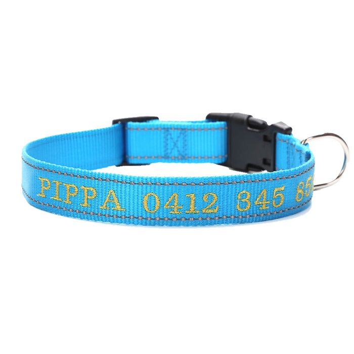 Meilleurs prix pour Collier pour chien personnalisé nom et numéro de téléphone de lanimal brodés sur mesure anneau en D à dégagement rapide