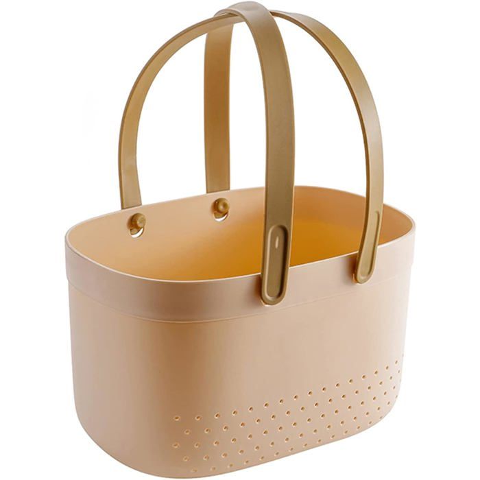 Étagère de douche portable avec trous de ventilation et poignées adaptée à une utilisation dans la salle de bain (rose).