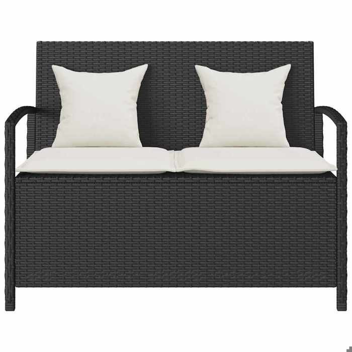 Sale 2026 Banc de rangement de jardin - BURKE - Banquette balcon - avec coussin - noir résine tressée BB537