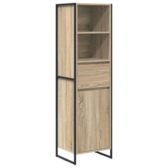 Bibliothèque en bois dingénierie - vidaXL - Sonoma - 43x36x150 5 cm - Style industriel - Pieds en acier - Tiroir