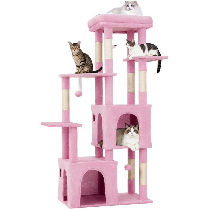 Arbre à Chat Griffoir-TOYS S-45× 72 × 156CM-Tour descalade Stable à Plusieurs Niveaux Arbres dactivité-ROSE