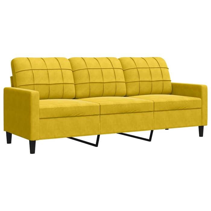 En solde Canapé-Sofa de Séjour( 3 places) - SWEETY - Polyester: 100% - Jaune 180 cm Velours LV2645