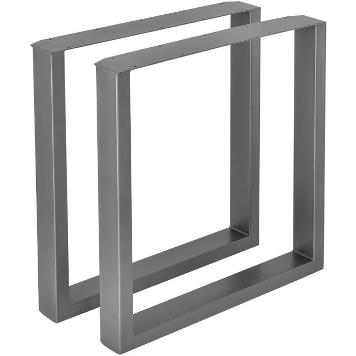 2 Pieds de table en acier gris format rectangulaire 60x72cm Pieds pour meubles Pieds de table métal