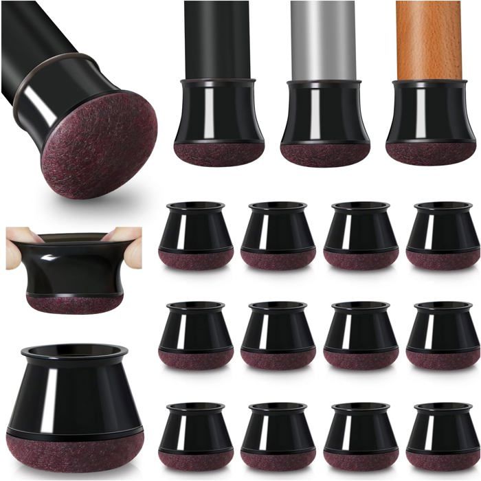 Protège-pieds de chaise - Unbrand - 20 pièces - Silicone avec feutre intégré - Diamètre 30-40 mm - Noir