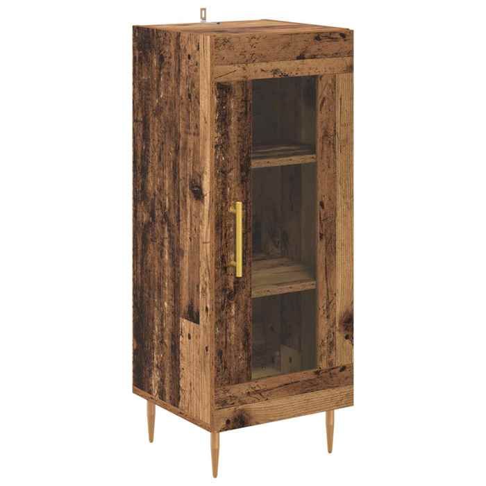 Buffet bas séjour {1 pièce} meuble de rangement design épuré Bois ancien 34 x 34 5 x 90 cm Bois dingénierie ksg72f46