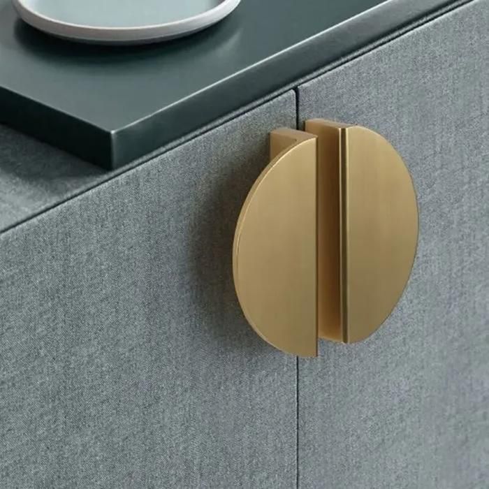 Paquet de 2 boutons de tiroir demi-ronds en forme de lune en laiton doré