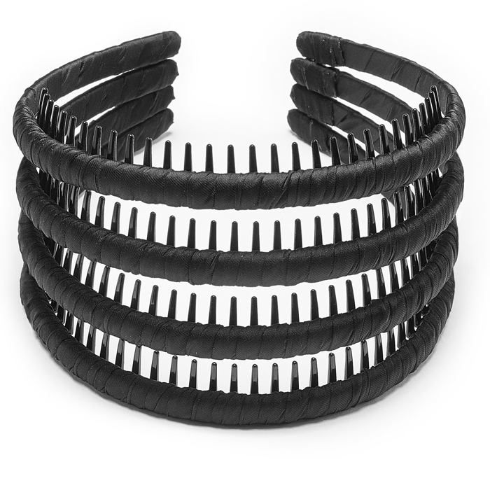 Serre-tête - SONGHUI - Résine façon peigne - Noir - Lot de 4 - Dents 1 2 cm