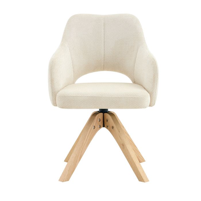 ELVORIN Lot de 2 chaises pivotantes de salle a manger 45 x 48 x 85 cm tissu texture beige blanc rotation 360 degres