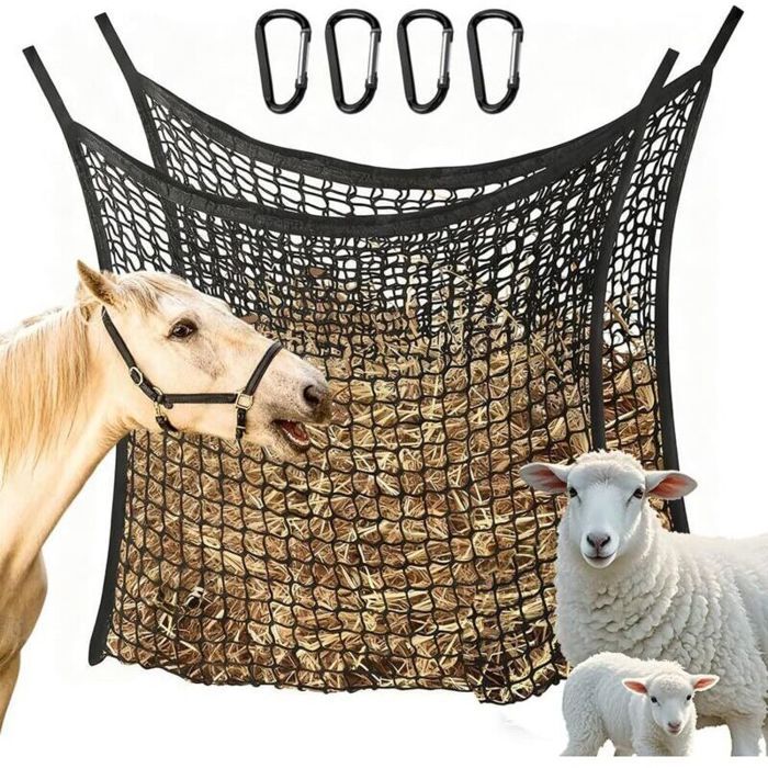 Lot de 2 Filet a FoinFilet a Foin Cheval Comprend 4 BouclesPeut Supporter Jusquà 8 KGFilet à Foin Rond de Balleur pour Ch