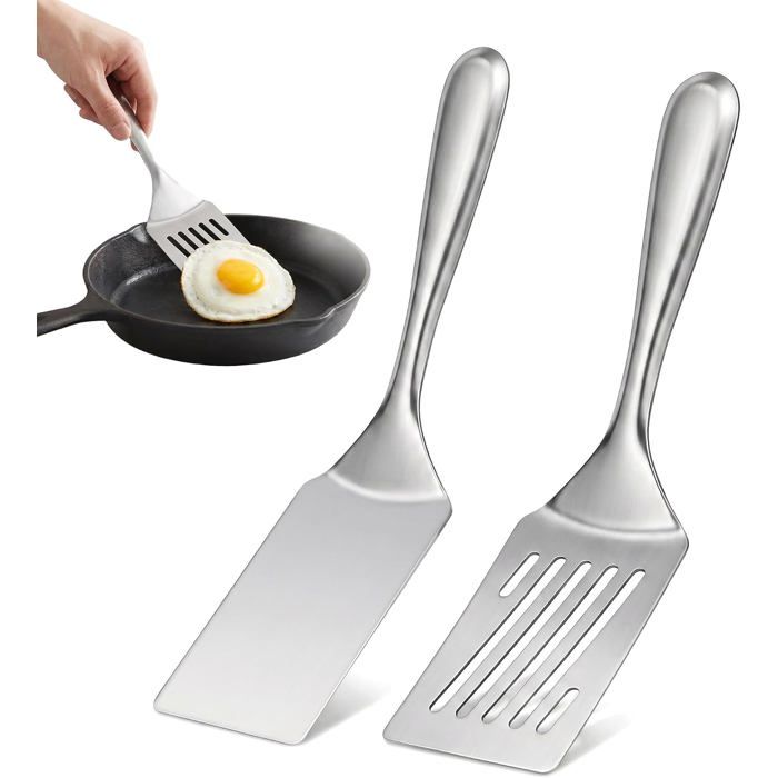 2Pcs Spatule Plancha Spatules Pour Barbecue Spatule Cuisine Inox Spatules Plate Et À Grille Lavables Au Lave-Vaisselle