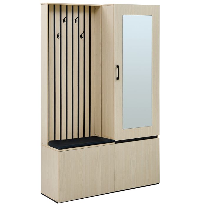Vestiaire d’entrée avec miroir et banc – meuble d’entrée MDF aspect bois – 54 x 34 5 x 179 5 cm