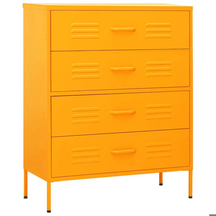 Elegant Commode Jaune moutarde 80 x 35 x 1015 cm Acier - Meuble de salon(1parcel)865544