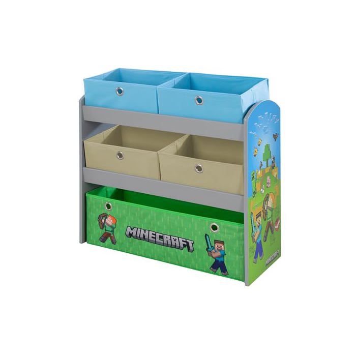 Minecraft Étagère de Jeu bibliothèque étagère de Rangement avec 5 boîtes en Tissu Meubles pour Enfants avec Design coloré Minecraft Étagère de Jeu bibliothèque étagère de Rangement avec 5 boîtes en Tissu Meubles pour Enfants avec Design coloré