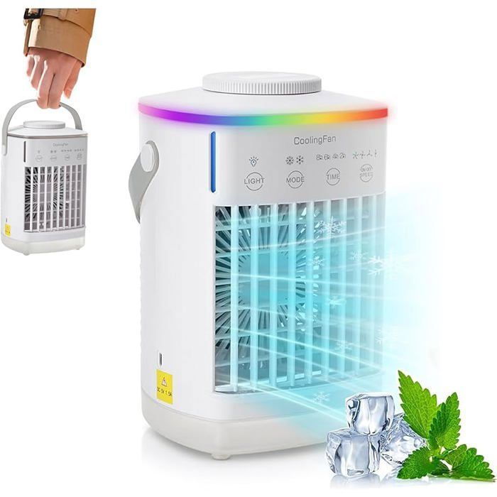 Climatiseur Mobile Silencieux 2 en 1 Rafraichisseur d air avec
