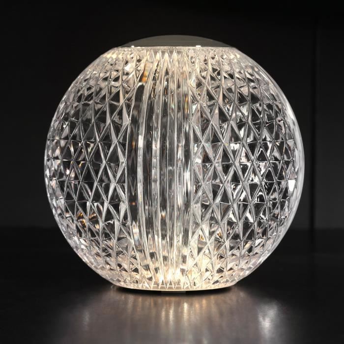 LED Lampe de Table En Cristal de Diamant,LED Ronde 11cm/4,3inch Lampe Cristal,Lumière D'ambiance Rechargeable pour Chambre