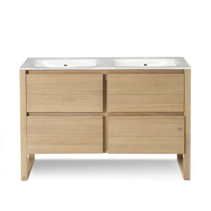 Harmonie Meuble De Salle De Bains En Plaque Chene 120cm Blanc