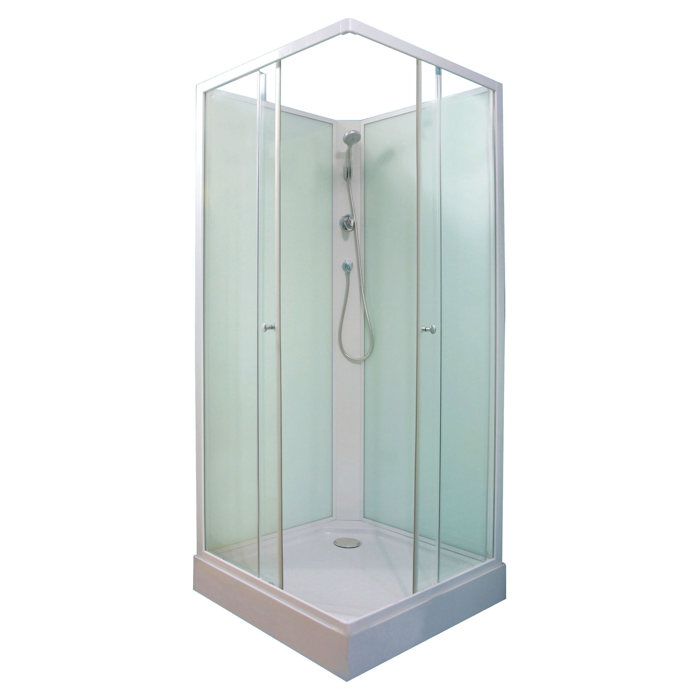 ONDEE - Cabine MINEA - Avec silicone - 80x80cm - Profilés aluminium - Fond vert - En kit