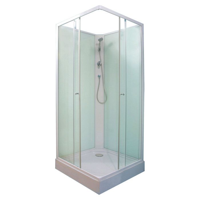 Cabine de douche ONDEE MINEA - 80x80cm - Profilés aluminium - Fond vert