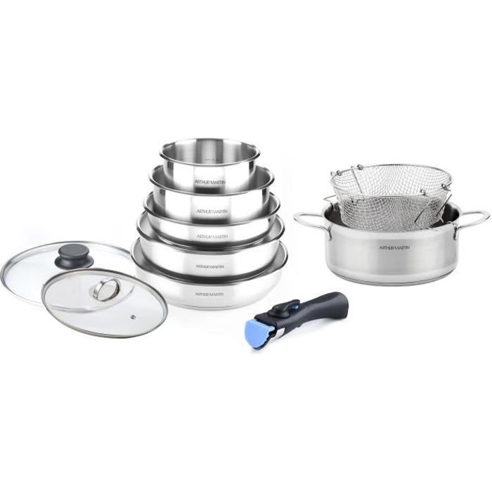 arthur martin 5560 batterie de cuisine 10 pieces inox tous feux dont induction cdiscount maison