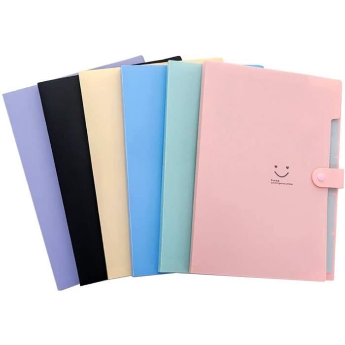 4 Pochettes Documents Extensibles A4 - Trieur 5 Compartiments, Fermeture Pressions, Autocollants Fleuris