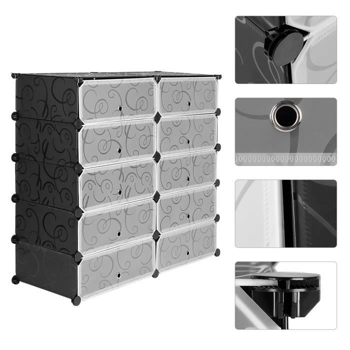 Etagère à Chaussures étagère de rangement en plastiques 5 niveaux 10