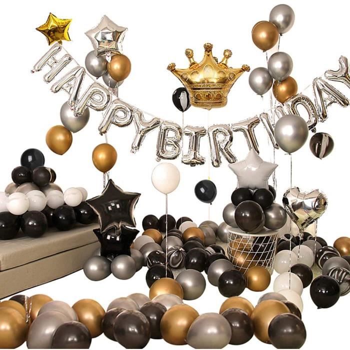 Decoration Anniversaire Ballon Noir Et Or Homme Femme pcs Ballons Anniversaire Happy Birthday Party Deco Anniversaire Ballons Ki Cdiscount Maison
