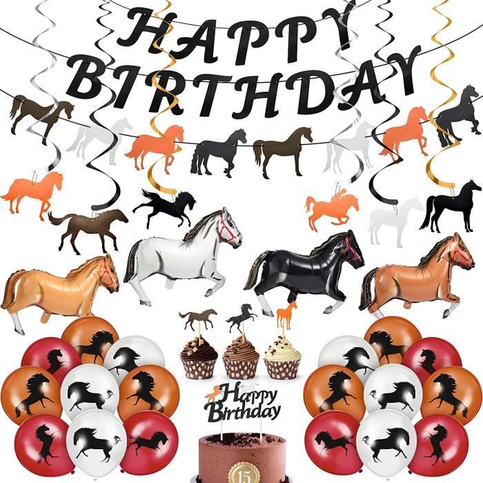 Kit 44 Pieces Decor Fete Anniversaire De Chevalcomprend Banniere De Joyeux Anniversaire Cheval Decor A Suspendre En Spirale C 103 Cdiscount Maison