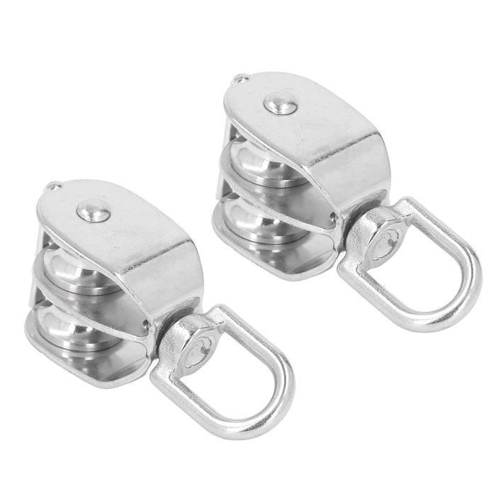 Lot De 2 Poulies Doubles Type U M20, Capacité 75 Kg - Poulies De Levage Neuves