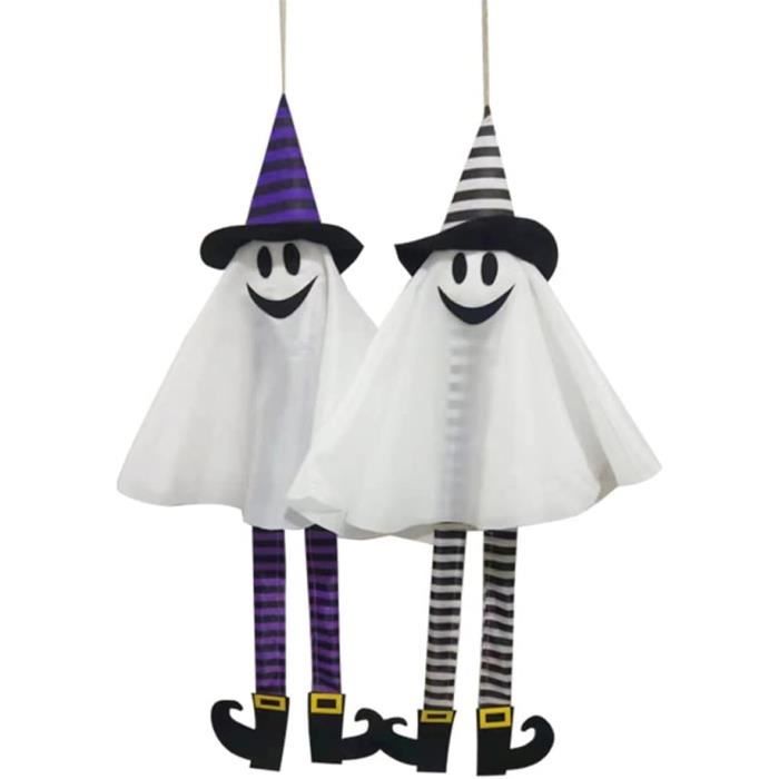 Lot de 3 décorations suspendues fantômes blancs d'Halloween