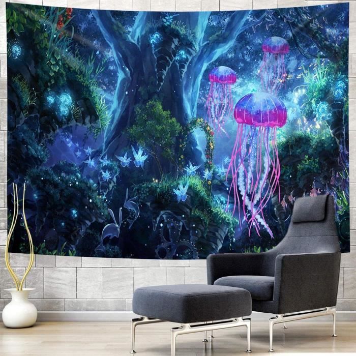 Tenture,tapisserie murale suspendue en tissu, paysage vagues d'océan