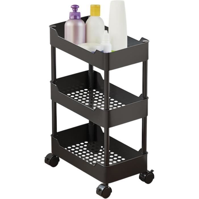 Chariot De Rangement 3 Niveaux Sur Roulettes - Organisateur Mobile Multifonction Pour Maison, Bureau - 2